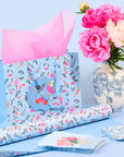 Birds in the Cherry Tree Large Horizontal Die-Cut Gift Bag with Tissue