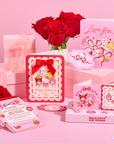 Hello Kitty and Friends Hearts and Ribbons Foldable Note Cards with Stickers