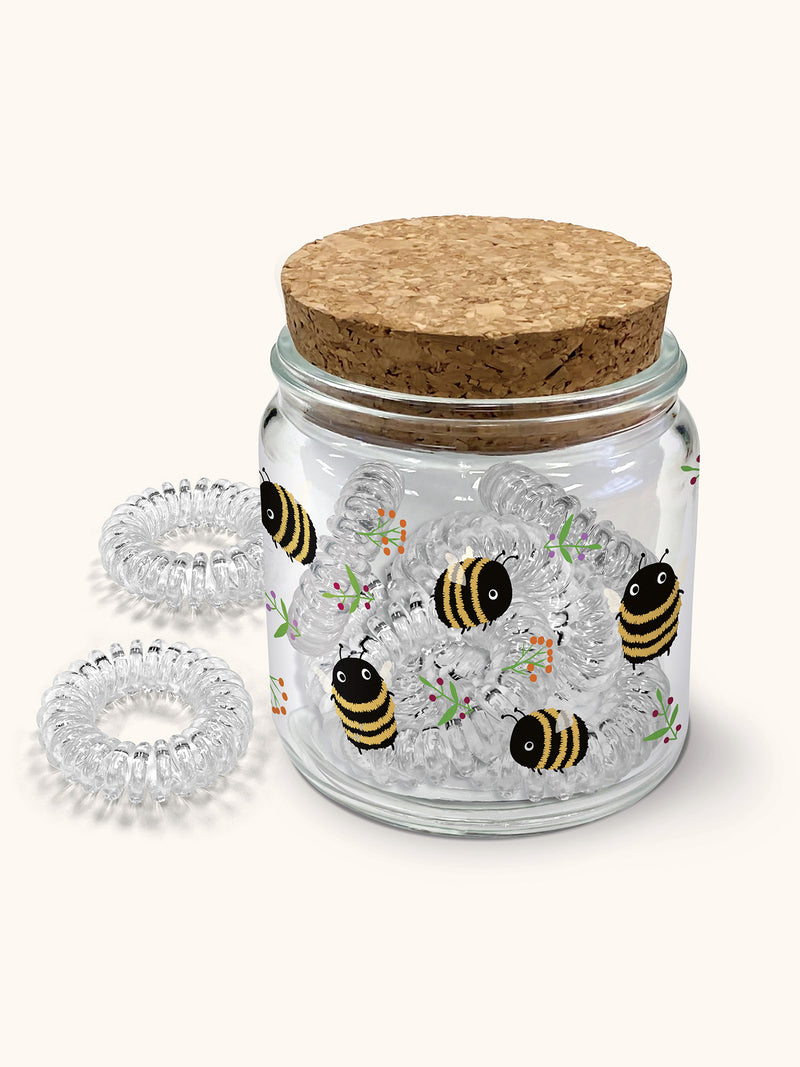 Buzzy Bees Spiral Hair Ties In Decorative Jar