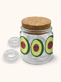 Avocadoze Spiral Hair Ties In Decorative Jar