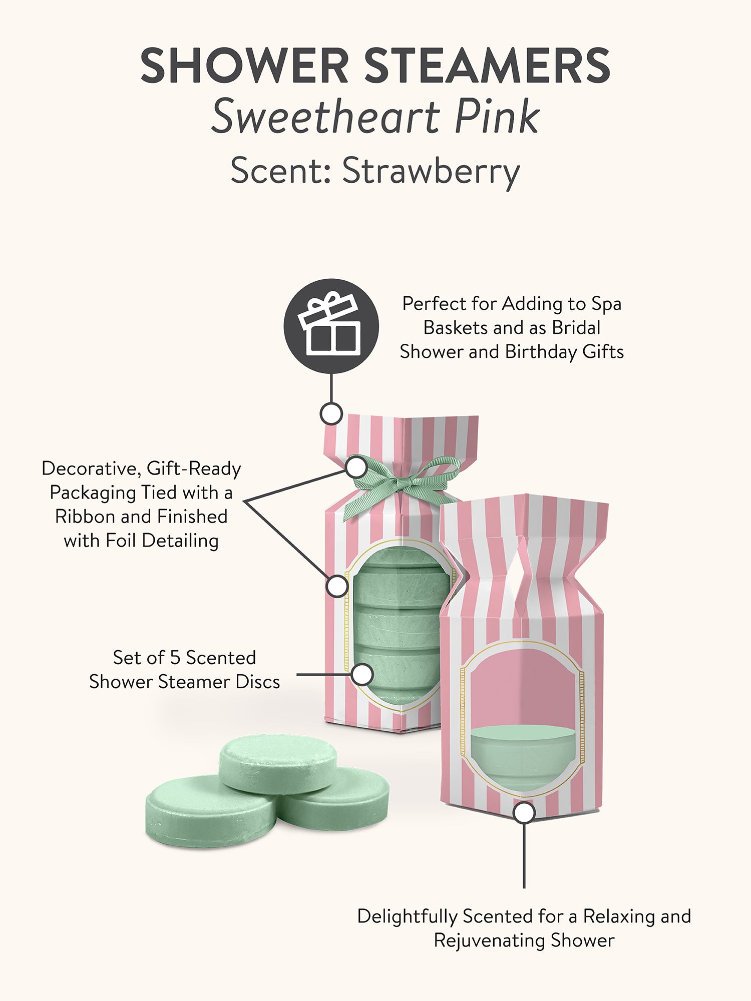 Petit Bon Bon Sweetheart Pink Shower Steamers