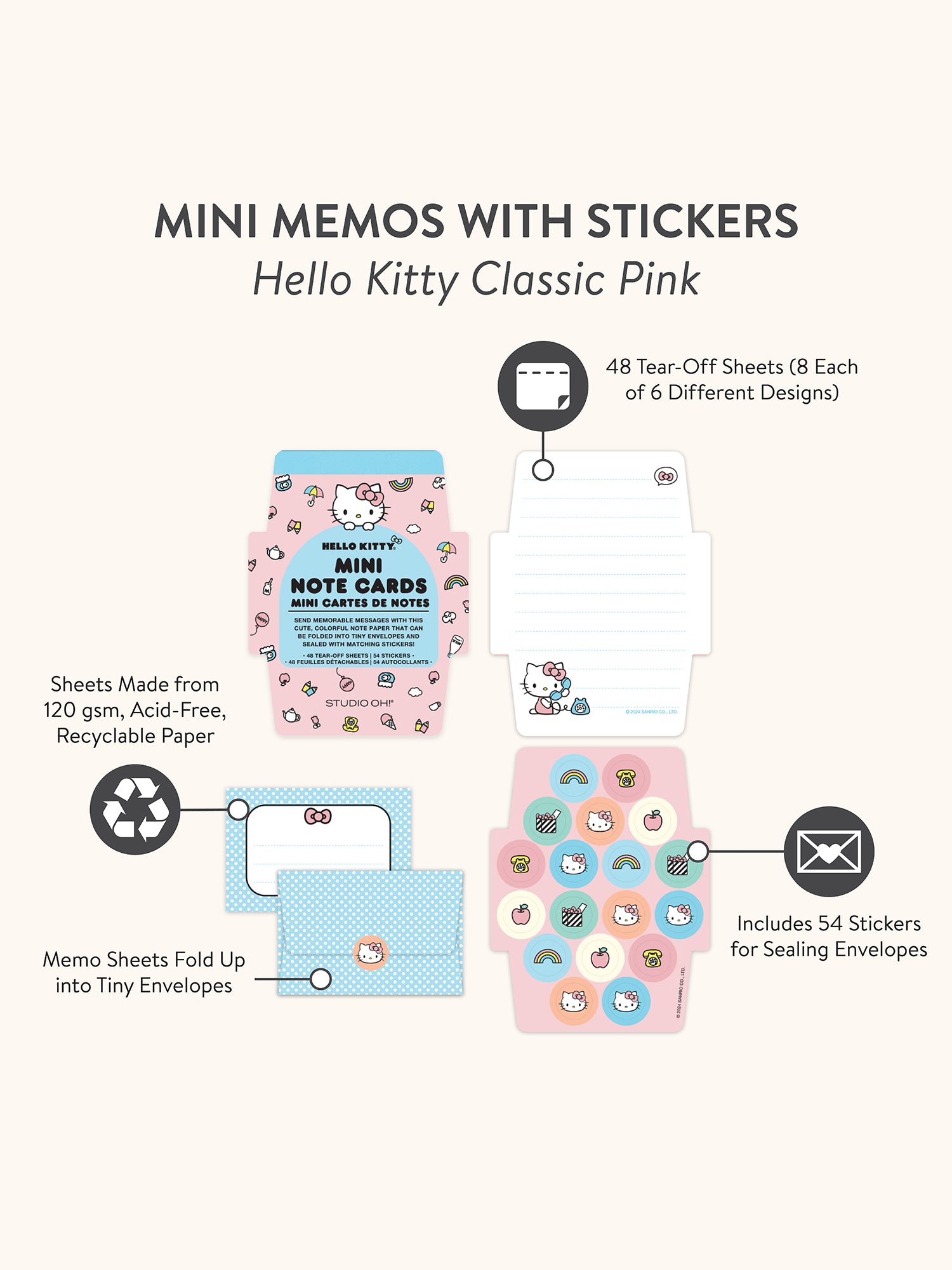 Hello Kitty Classic Pink Mini Memo with Stickers