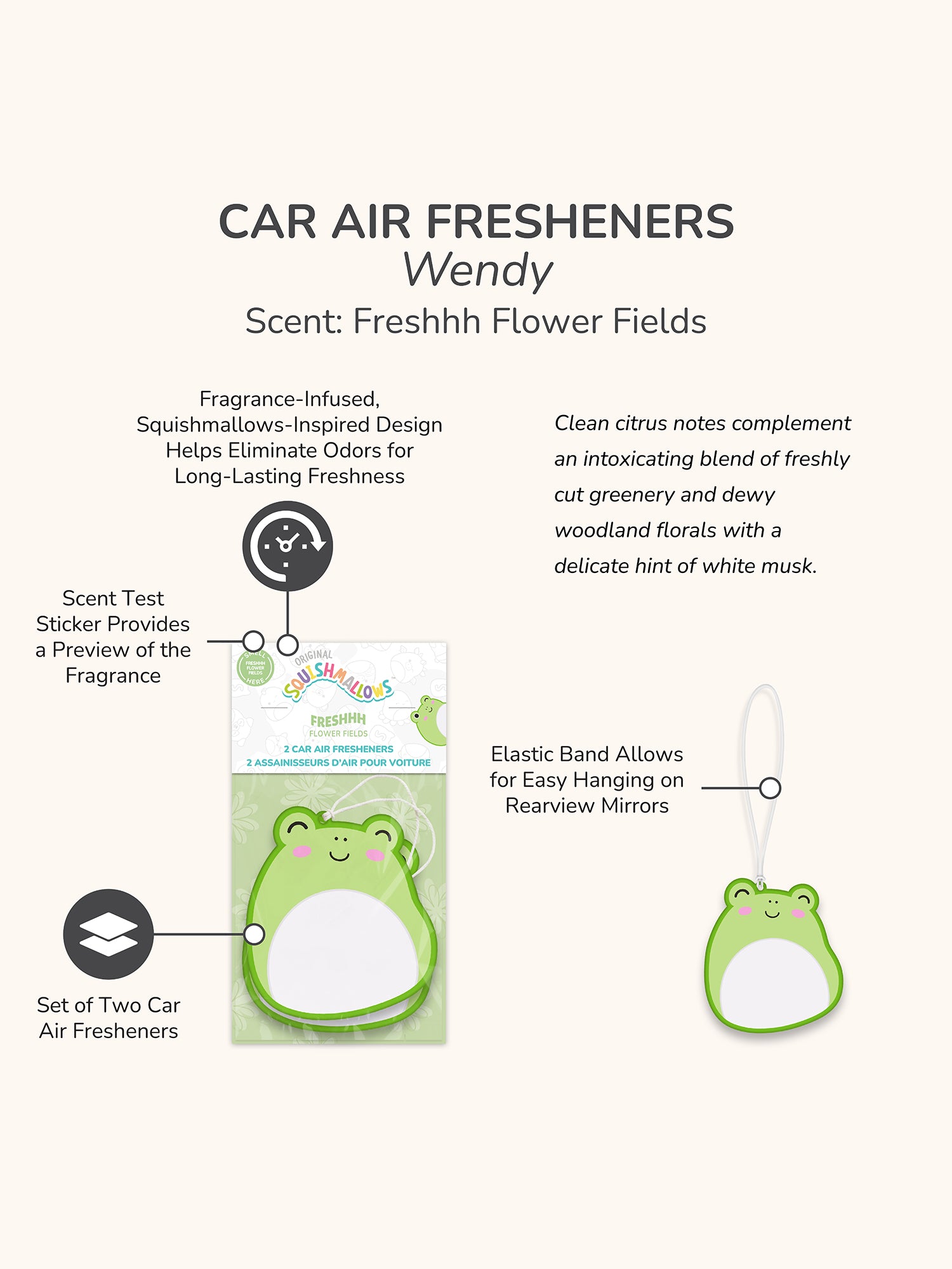 Squishmallows Wendy Car Air Fresheners - Freshhh Flower Fields