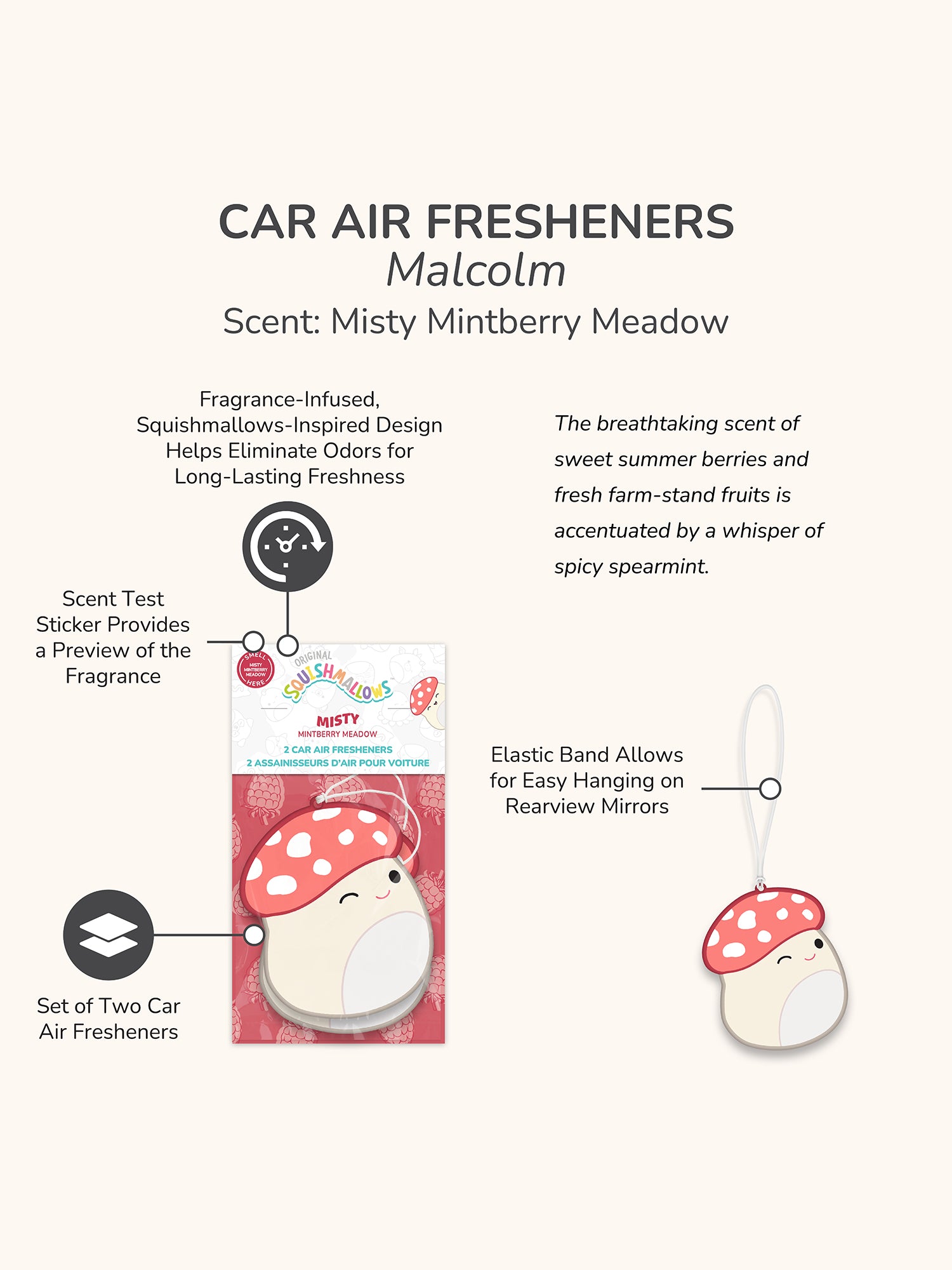 Squishmallows Malcom Car Air Fresheners - Misty Mintberry Meadow