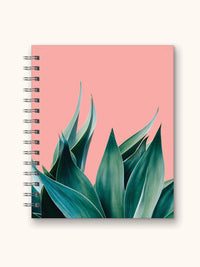 Agave on Coral Tabbed Spiral Notebook