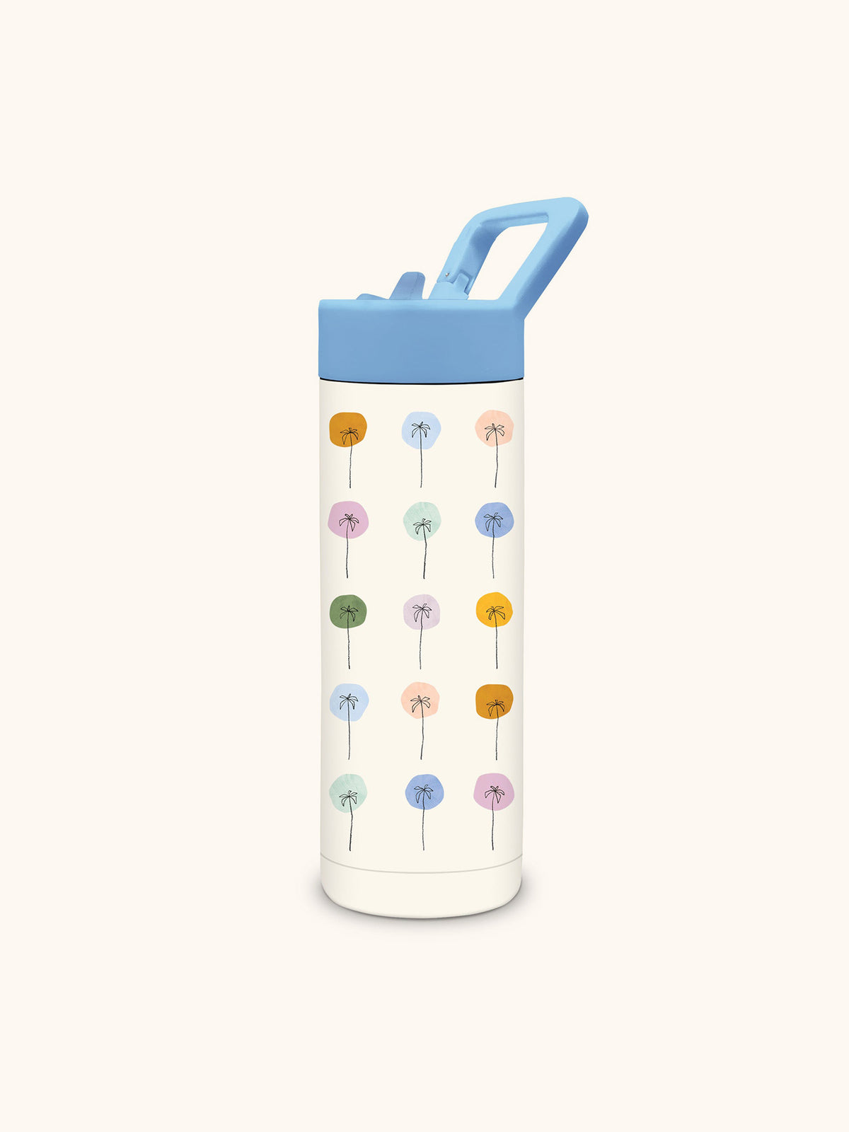 Dotted Palms Snap-Hook Water Bottle with Straw