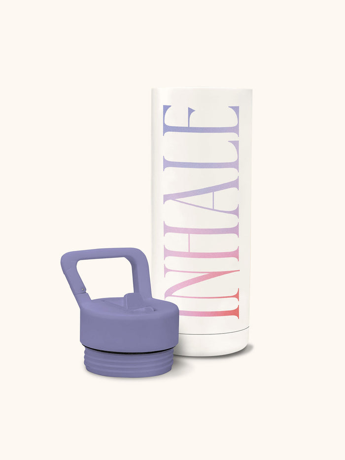 Inhale Exhale Snap-Hook Water Bottle with Straw