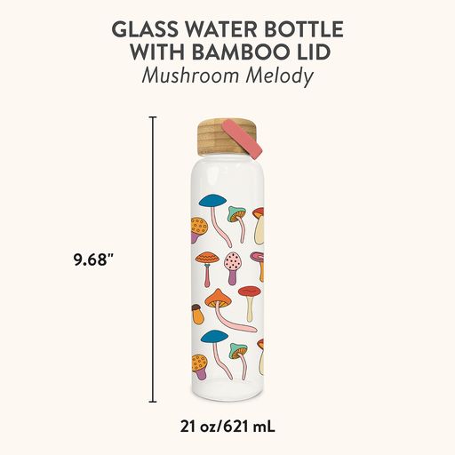 Waterdrop Glass Bottle - Gold Transparent - 20 oz - Borosilicate Glass - Water Bottle - Bottle with Bamboo Lid - Sustainable