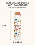 Mushroom Melody Glass Water Bottle with Bamboo Lid