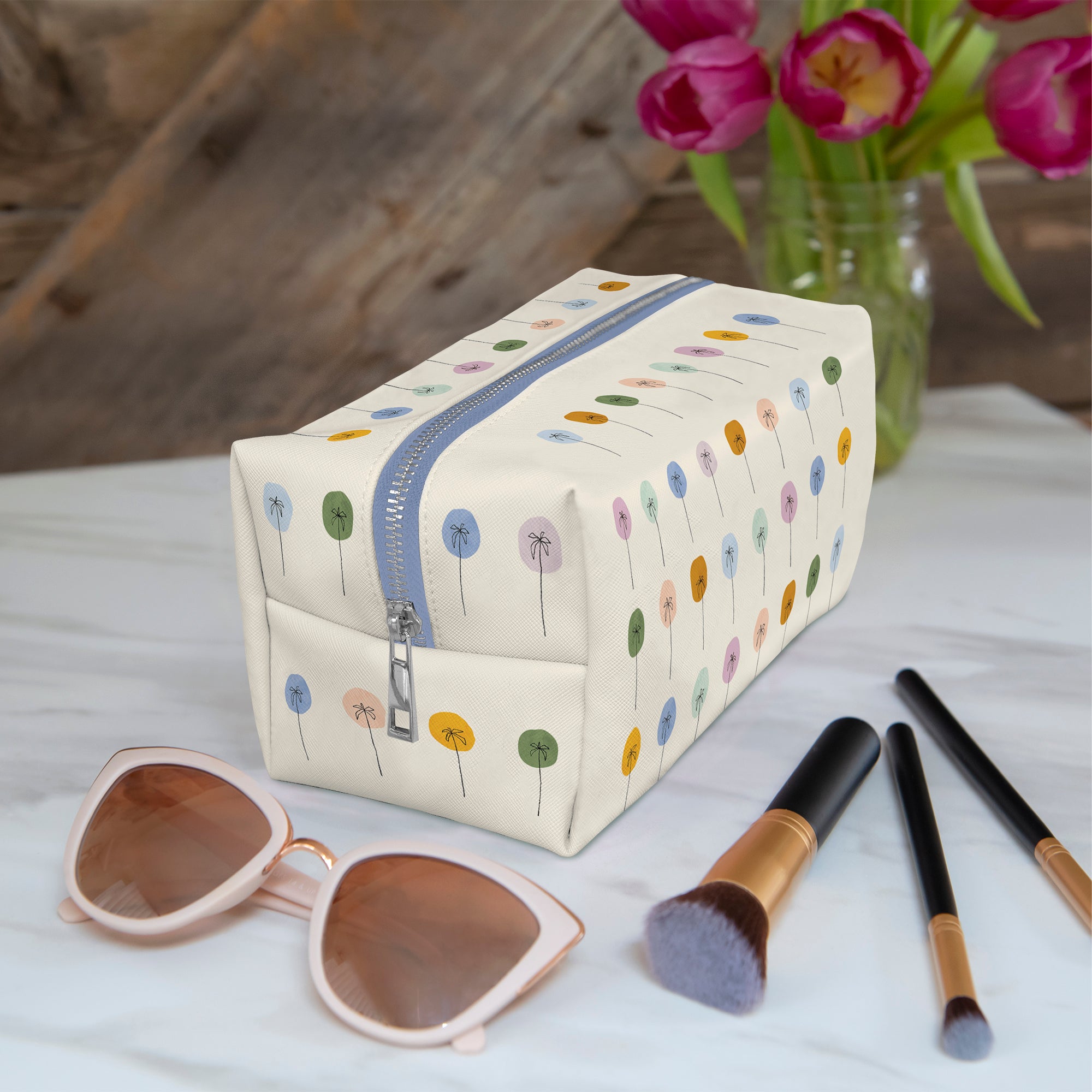 Dotted Palms Loaf Cosmetic Bag - Thumbnail 3