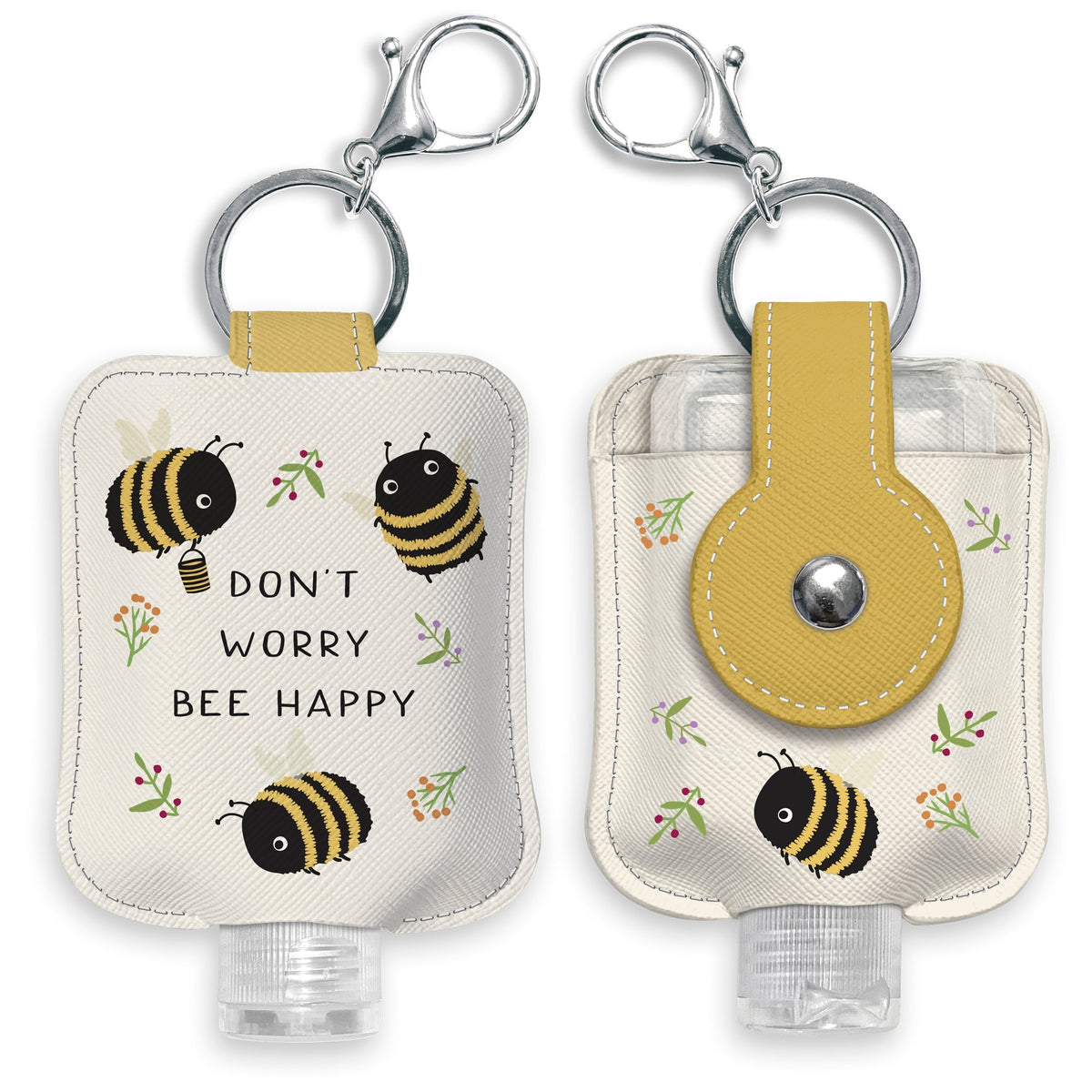 Don't Worry Bee Happy Hand-Sanitizer Holder with Travel Bottle
