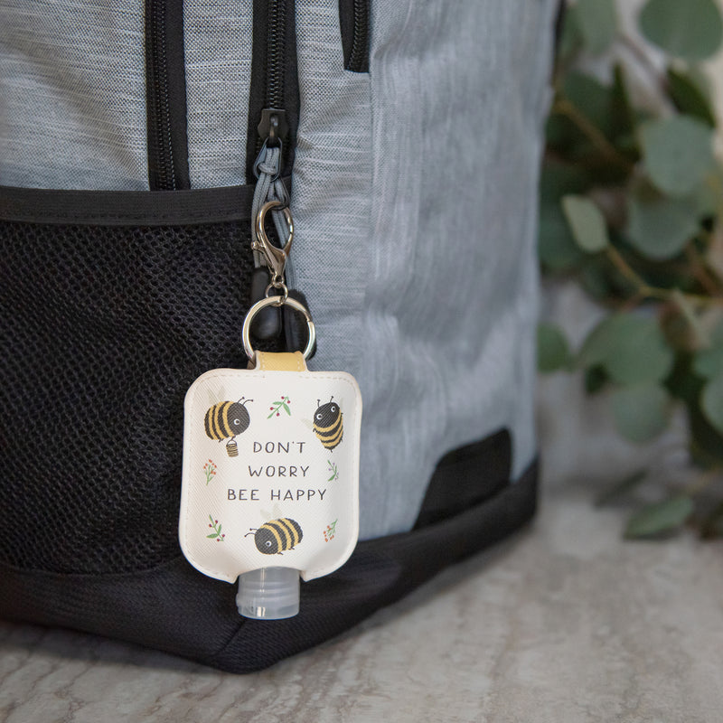 Don't Worry Bee Happy Hand-Sanitizer Holder with Travel Bottle