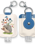 Hedgehog with Mushrooms Hand-Sanitizer Holder with Travel Bottle