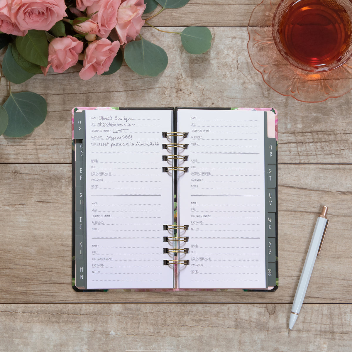 Bella Flora Password Logbook