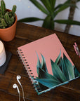 Agave on Coral Tabbed Spiral Notebook