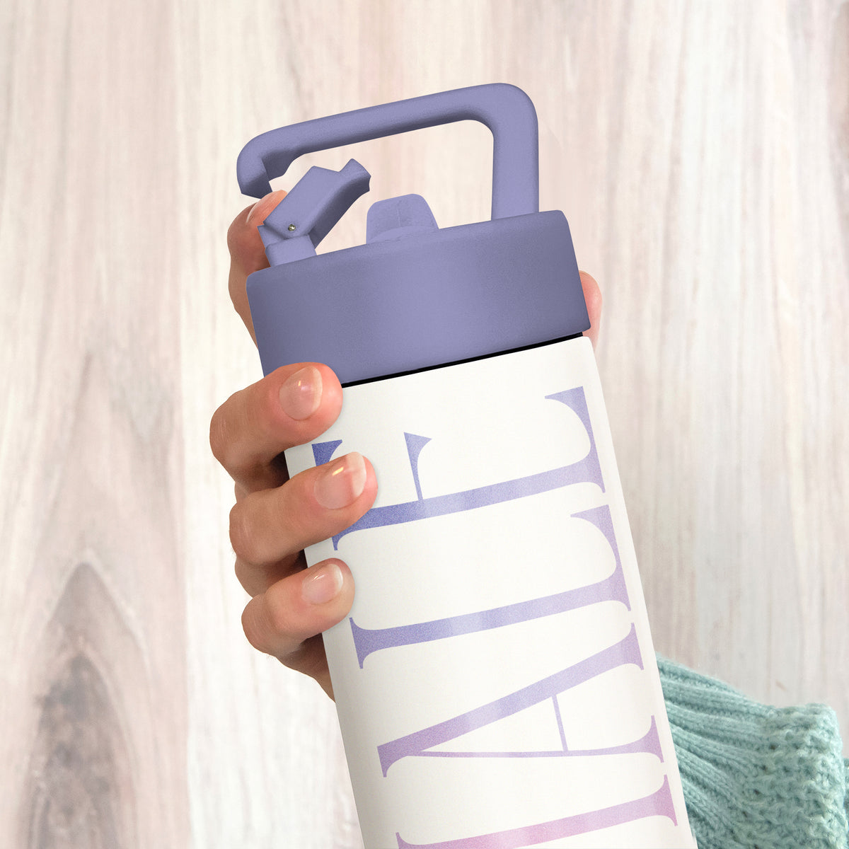 Inhale Exhale Snap-Hook Water Bottle with Straw