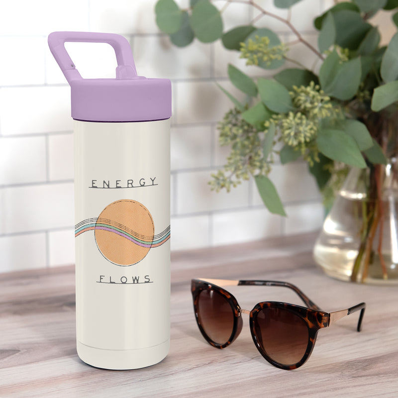 Energy Flows Snap-Hook Water Bottle with Straw